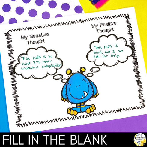 Changing Negative Thought Patterns: Negative Thought Monster Counseling Activity